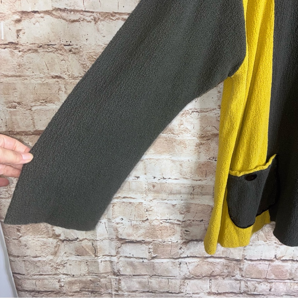 Margaret Winters Colorblock Cowl Neck Lagenlook Sweater in Gray Yellow Size 2X - Picture 3 of 7